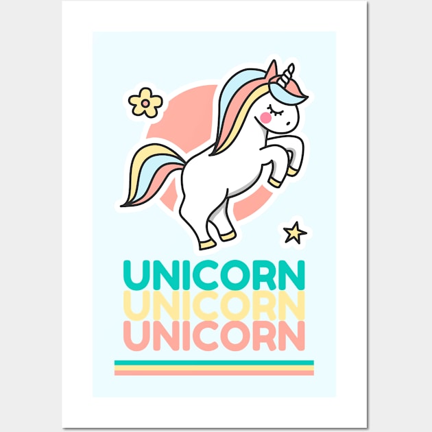 Unicorn Unicorn Unicorn Wall Art by Toni Tees